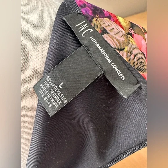 INC International Concepts Black Floral Long Sleeve Dress - Picture 4 of 4